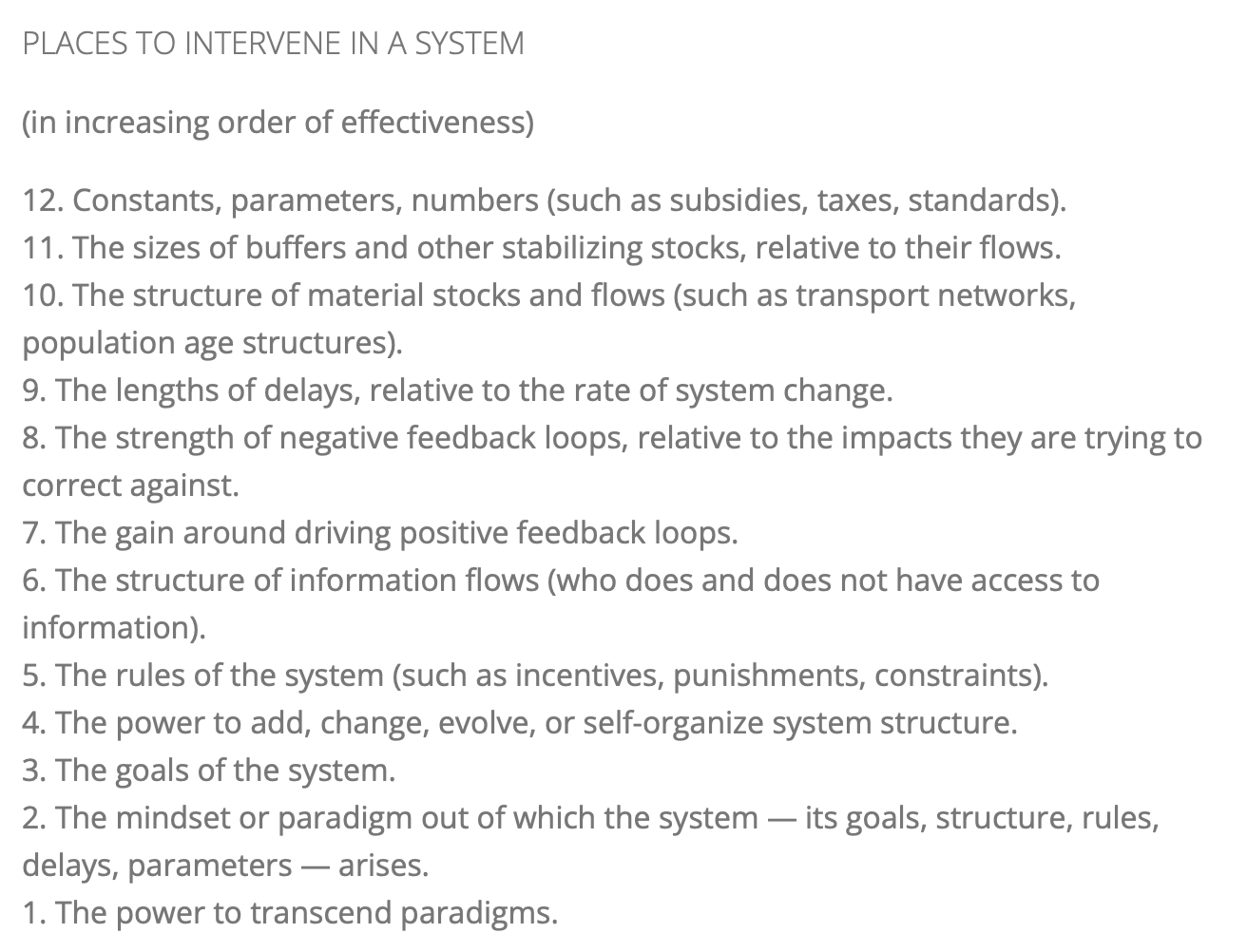Thumbnail of Leverage Points: Places to Intervene in a System