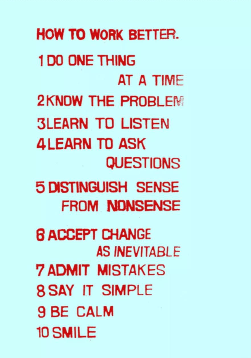 Thumbnail of Peter Fischli & David Weiss | How to Work Better (1991) | Artsy