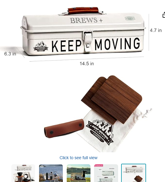 Thumbnail of CKEASCIN Portable Metal Retro Camping Coffee Tool Box, 14 inches, Doubles as Coffee Table, Wood Laminate Top, for Hand Drip Coffee and Camping