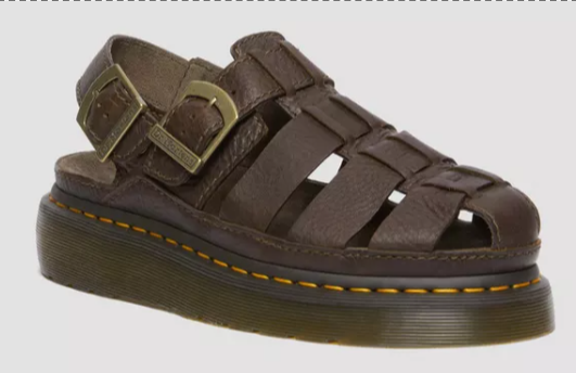 Thumbnail of Wrenlie Grizzly Leather Fisherman Sandals in Dark Brown | Dr. Martens