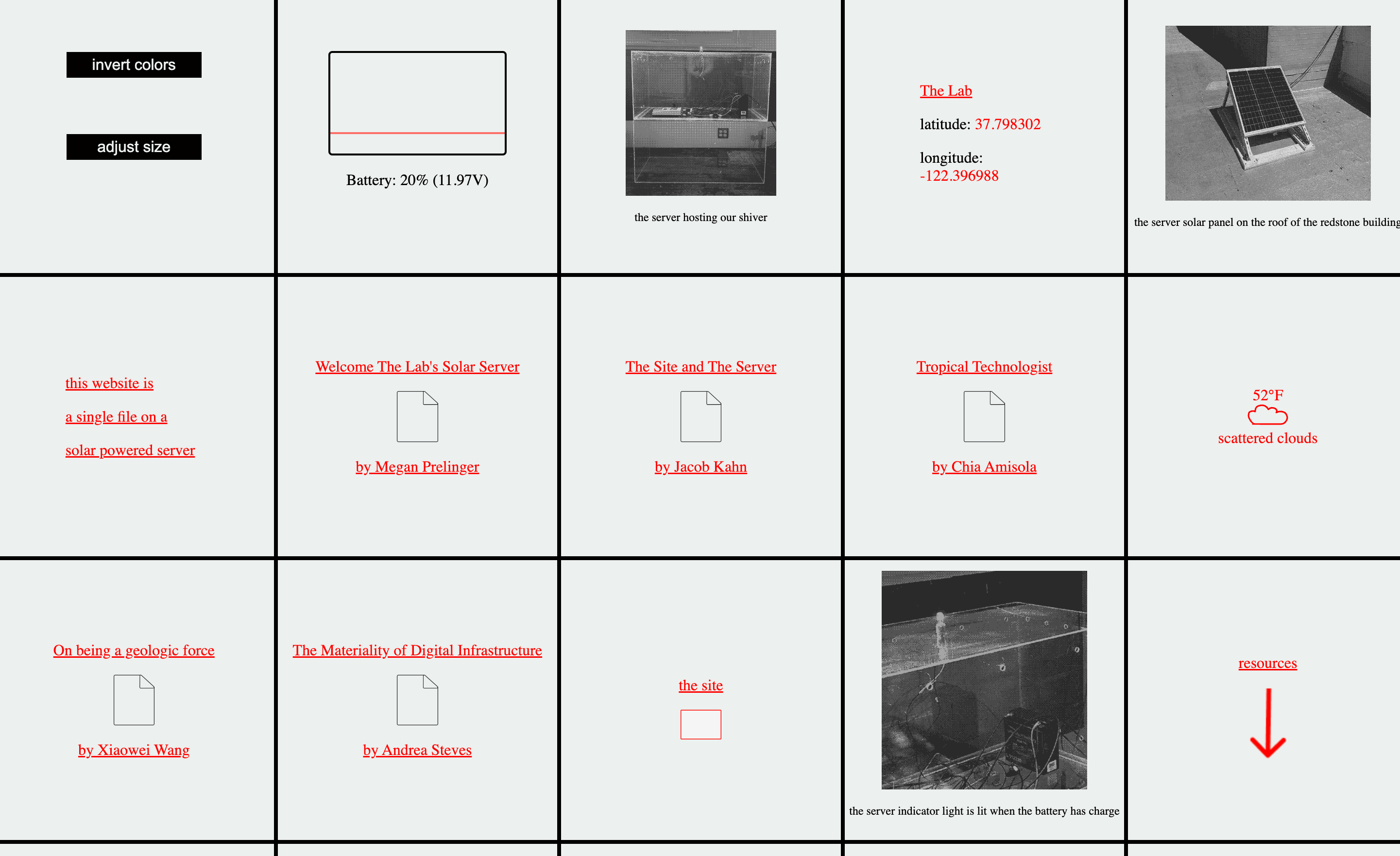 Thumbnail of our shiver: a solar powered website at The Lab