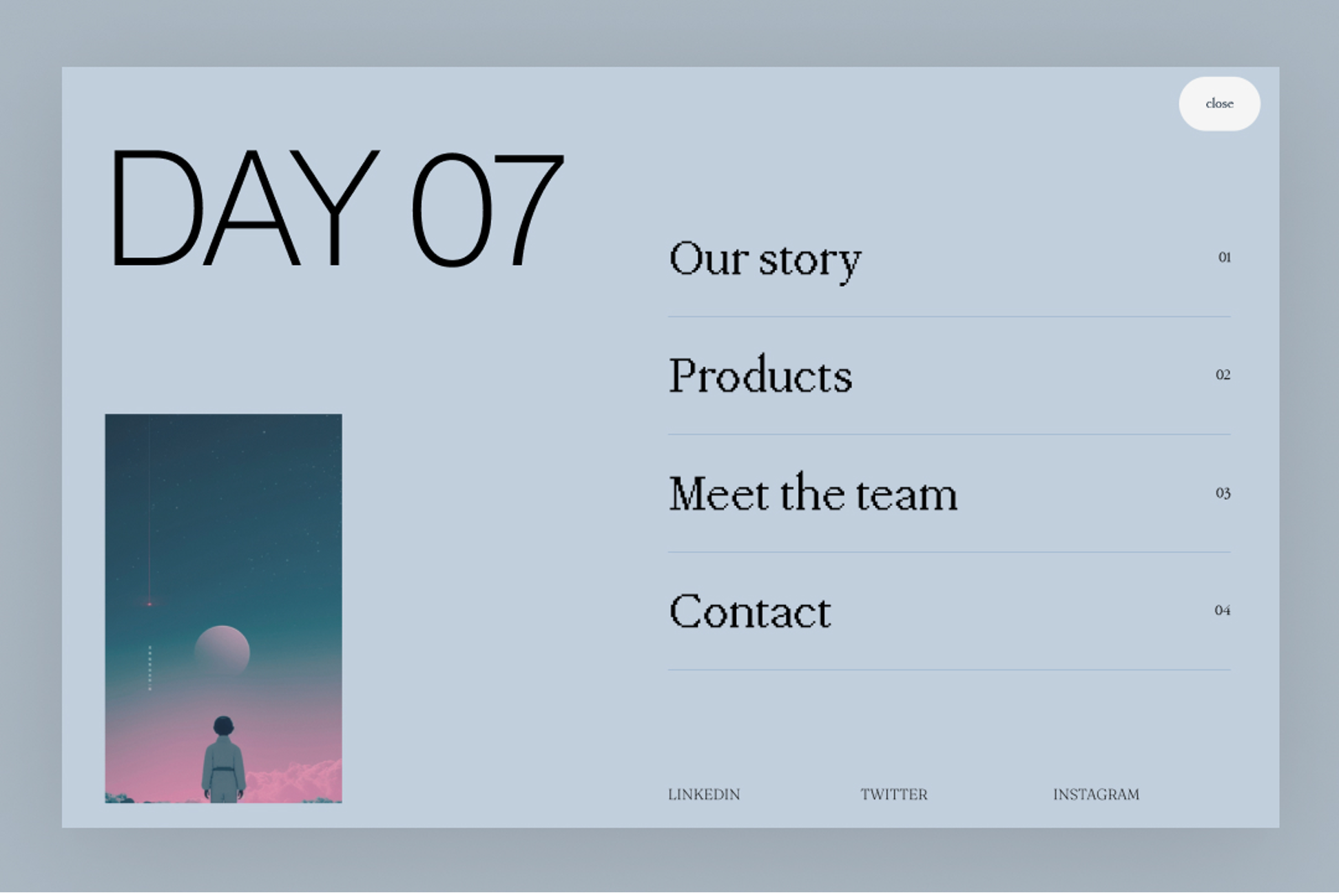Thumbnail of Full screen menu with hover animations - #7 - Webflow