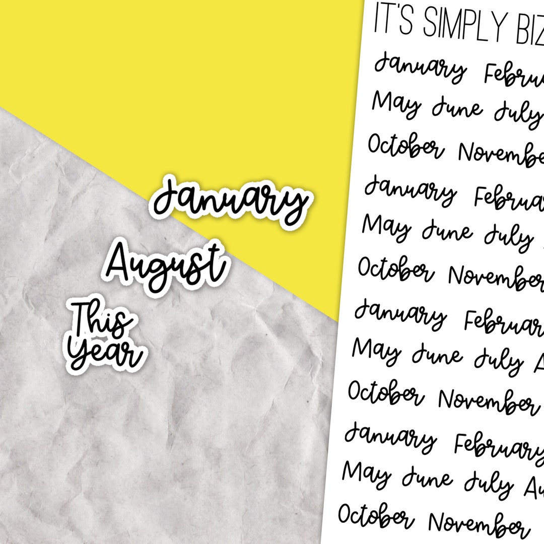 Thumbnail of Monthly Text Stickers, Script Sticker Sheet, Bujo Stickers, Bullet Journal Text, Months of the Year, Yearly Stickers, Functional Stickers - Etsy UK