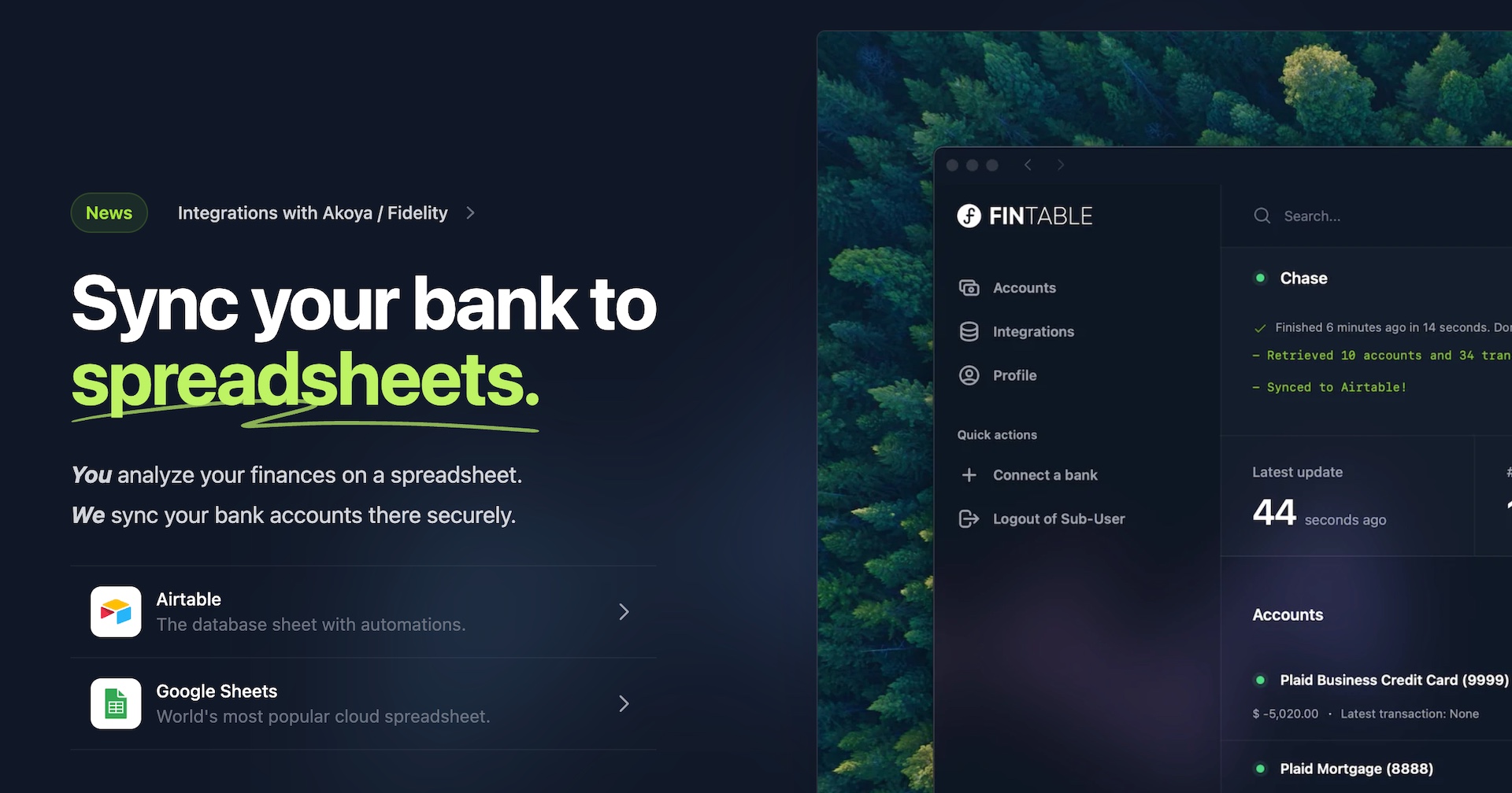 Thumbnail of Fintable - Sync your bank accounts to Google Sheets or Airtable.