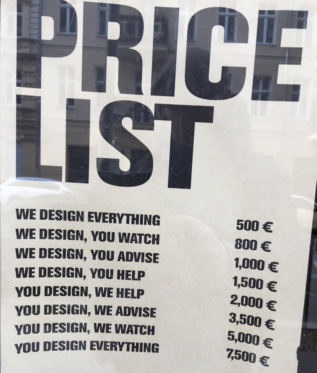 Thumbnail of Repost - Price list of a design firm in Berlin. - I want to work there.