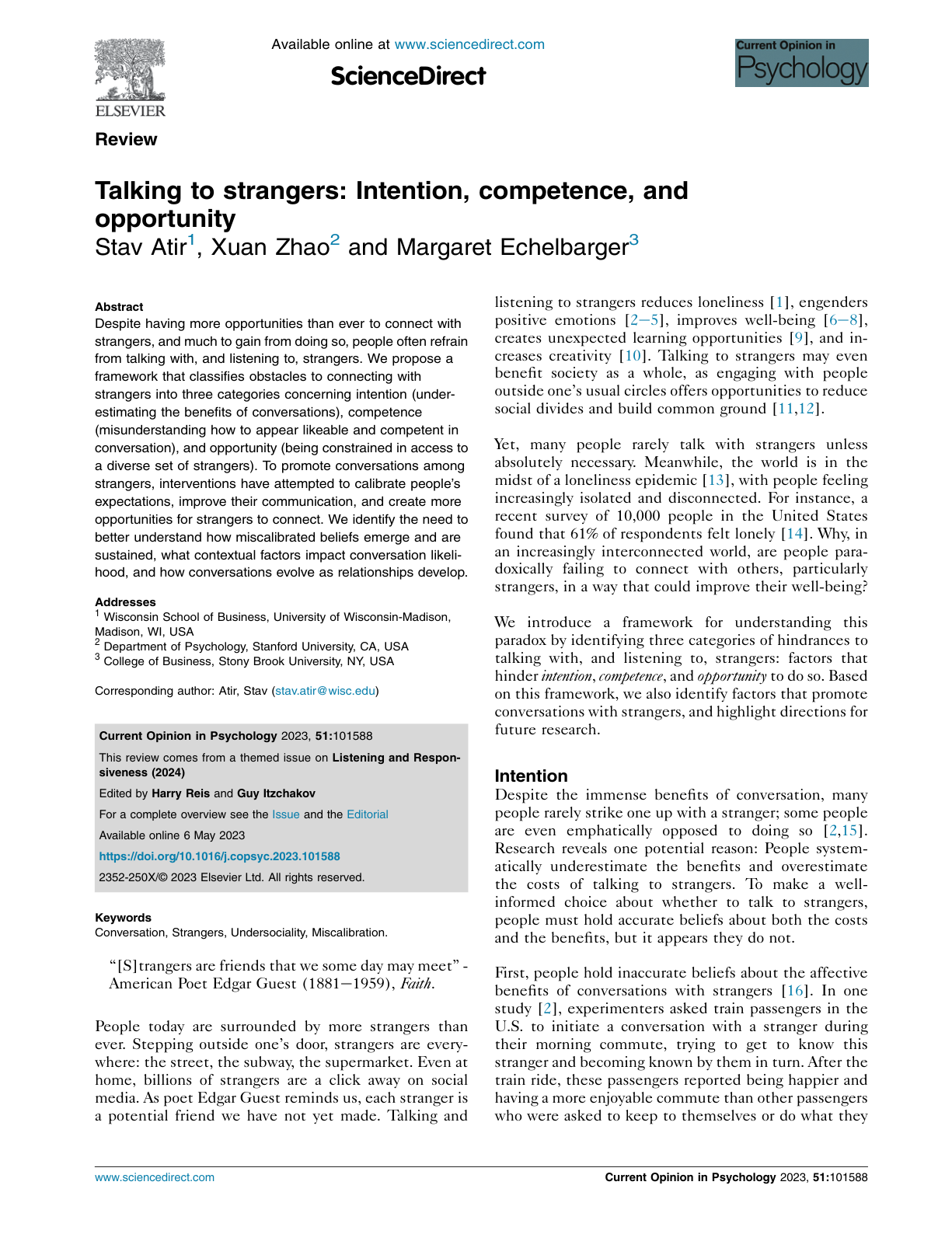 Thumbnail of Talking to strangers: Intention, competence, and opportunity