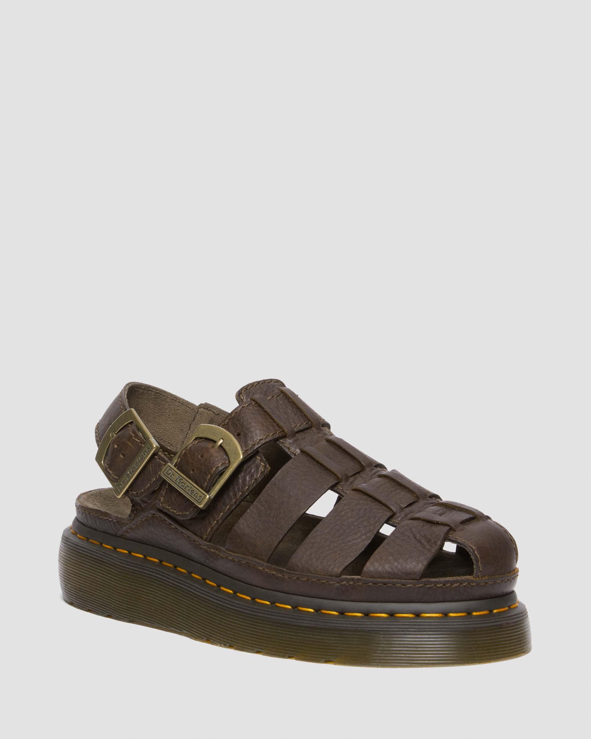 Thumbnail of Wrenlie Grizzly Leather Fisherman Sandals in Dark Brown | Dr. Martens