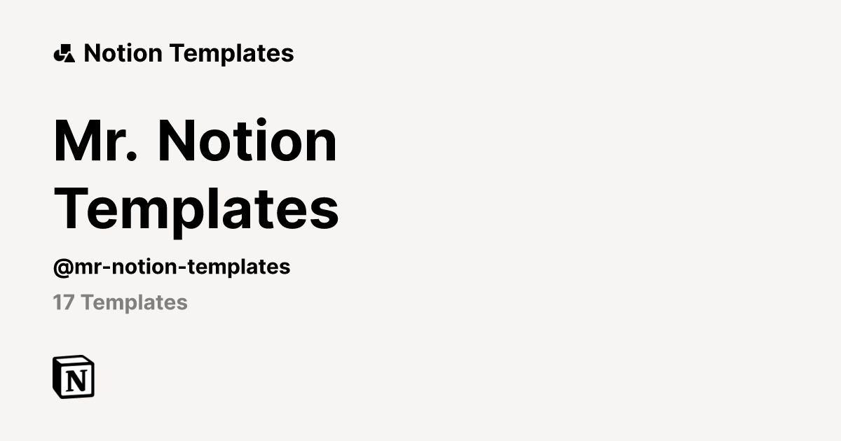 Thumbnail of Mr. Notion Templates | Template Creator | Notion Marketplace