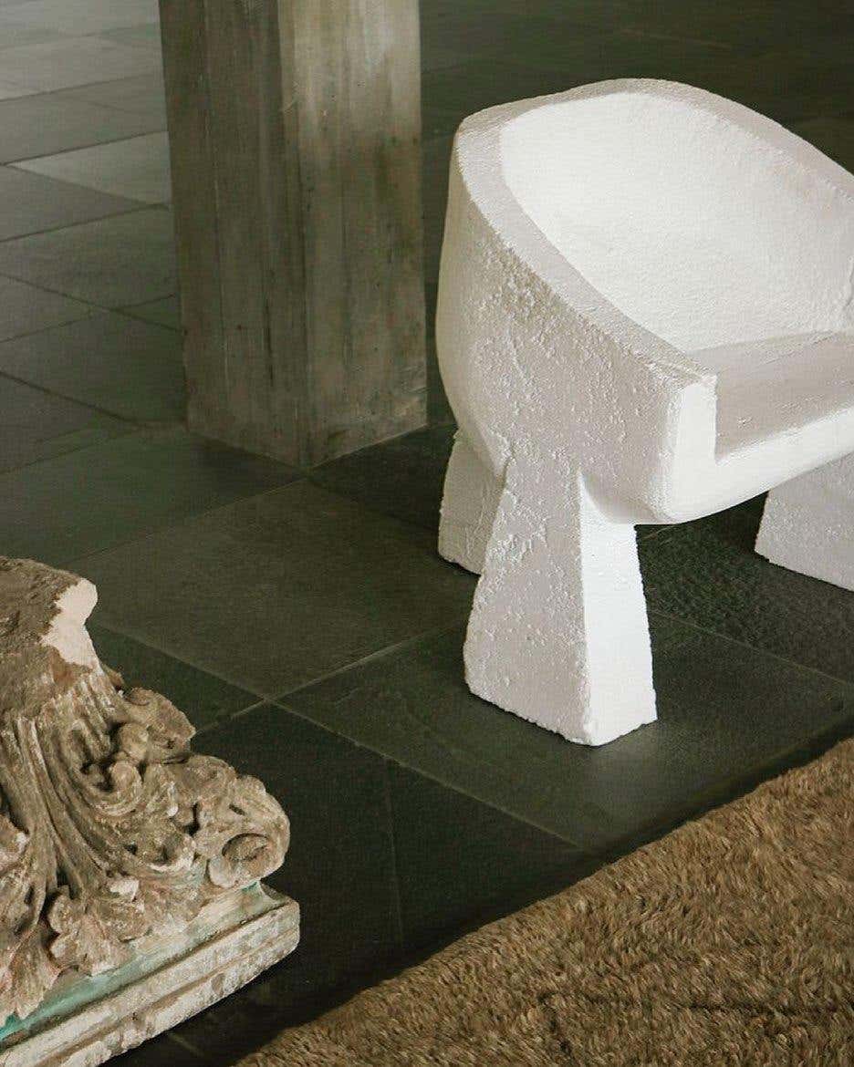 Thumbnail of Lightweight, Rigid Sculpted Block Form White Lounge Chair by Lucas Tyra Morten