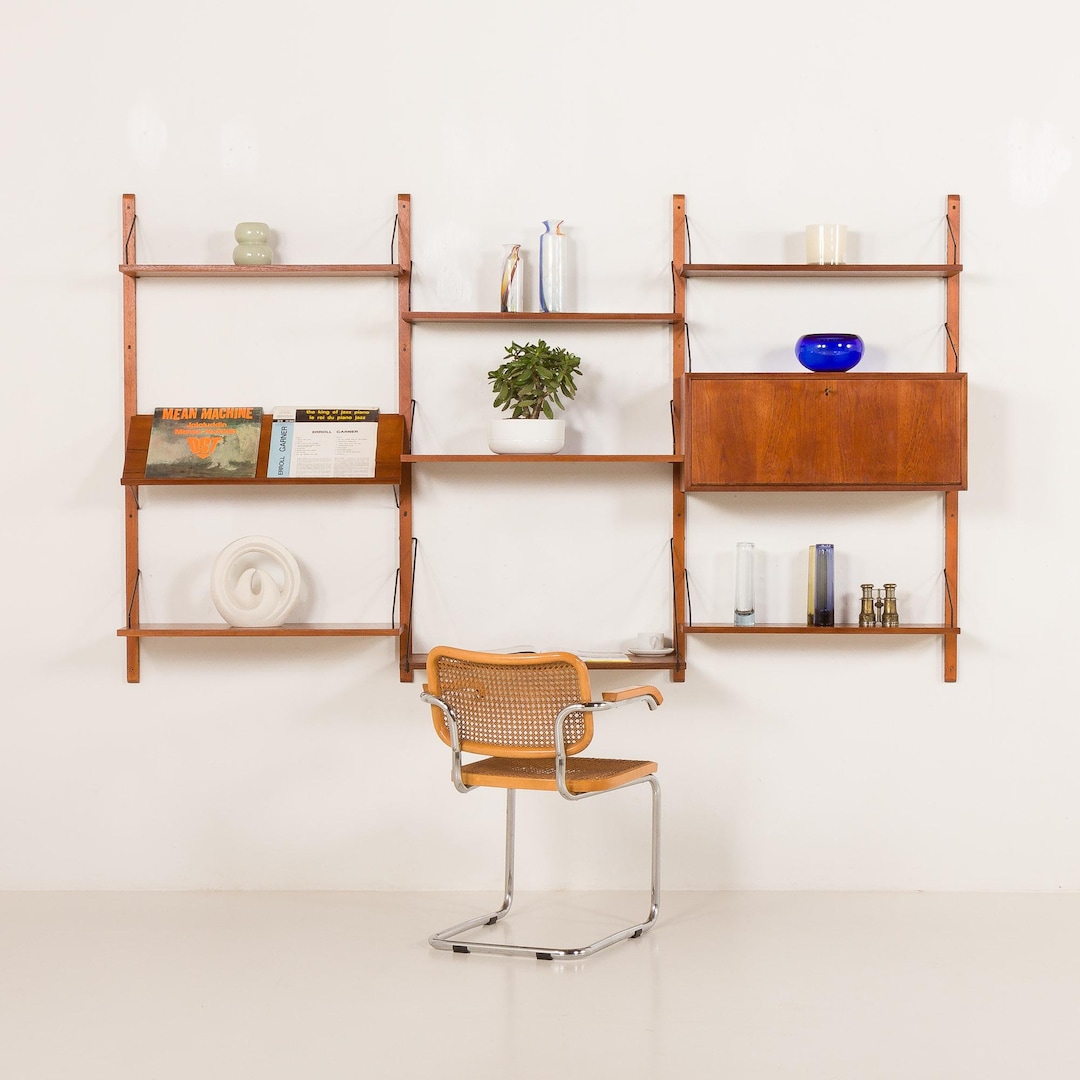 Thumbnail of Poul Cadovius Teak Wall Unit With a Desk-shelf and a Bar Cabinet, Denmark 1960s - Etsy