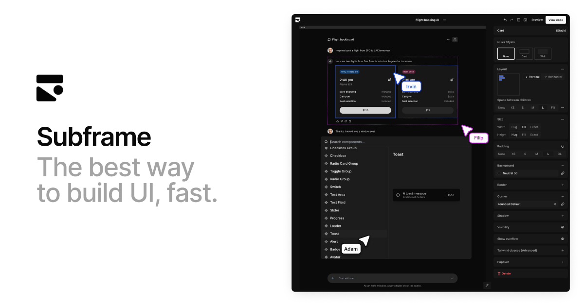 Thumbnail of Subframe – The best way to build UI, fast.