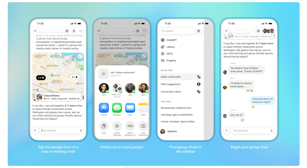Thumbnail of ChatGPT Launches Pilot Group Chats Across Japan, New Zealand, South Korea, and Taiwan
