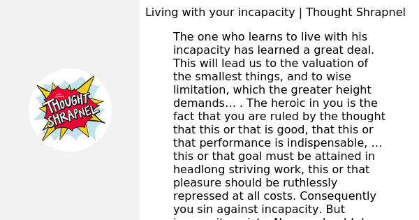 Thumbnail of Living with your incapacity