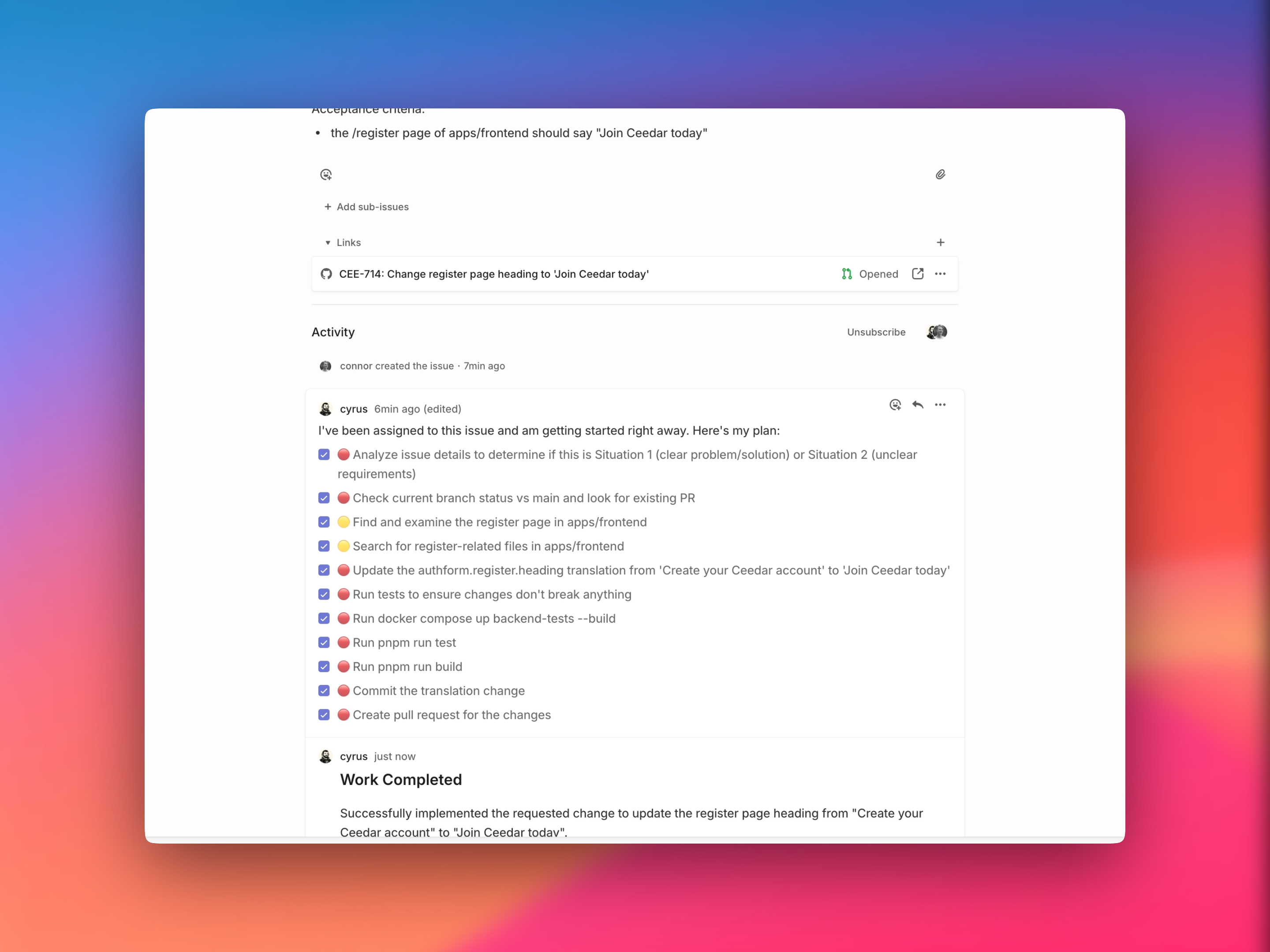 Thumbnail of Cyrus | Your Claude Code powered Linear agent