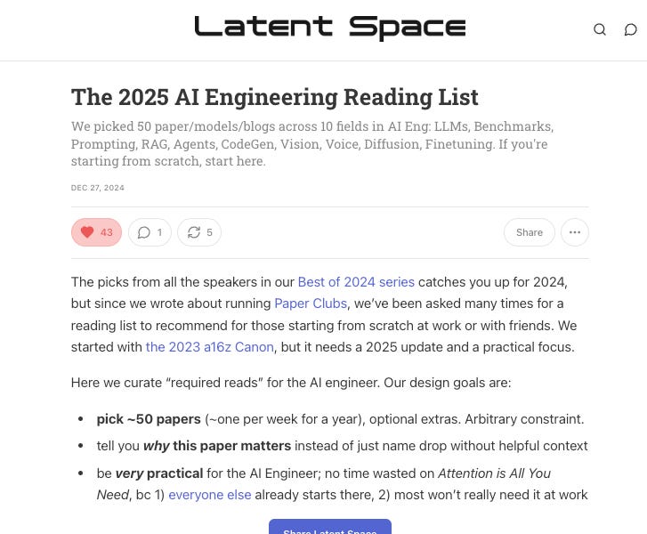 Thumbnail of The 2025 AI Engineering Reading List