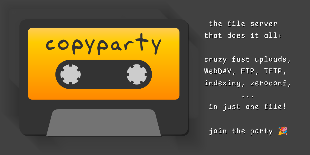 Thumbnail of GitHub - 9001/copyparty: Portable file server with accelerated resumable uploads, dedup, WebDAV, FTP, TFTP, zeroconf, media indexer, thumbnails++ all in one file, no deps