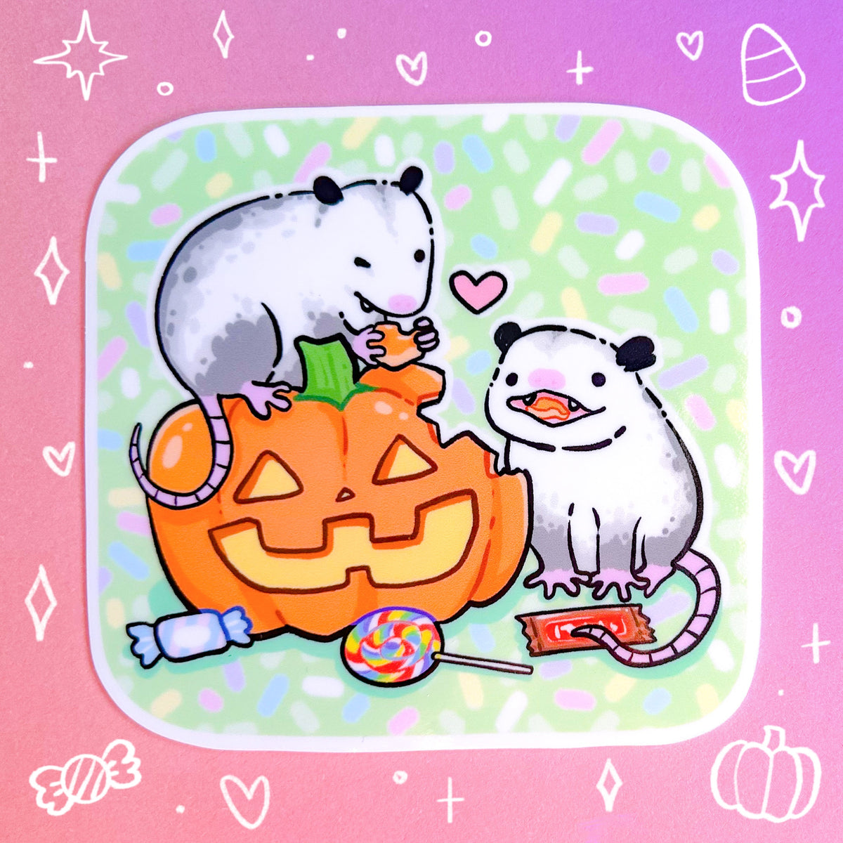 Thumbnail of Pumpkin Opossums Waterproof Sticker