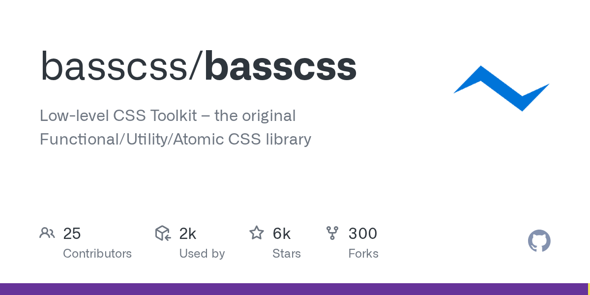 Thumbnail of GitHub - basscss/basscss: Low-level CSS Toolkit – the original Functional/Utility/Atomic CSS library