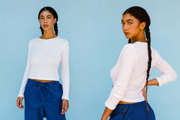 Thumbnail of Gil Rodriguez Pointelle Perla Long Sleeve Tee on Garmentory