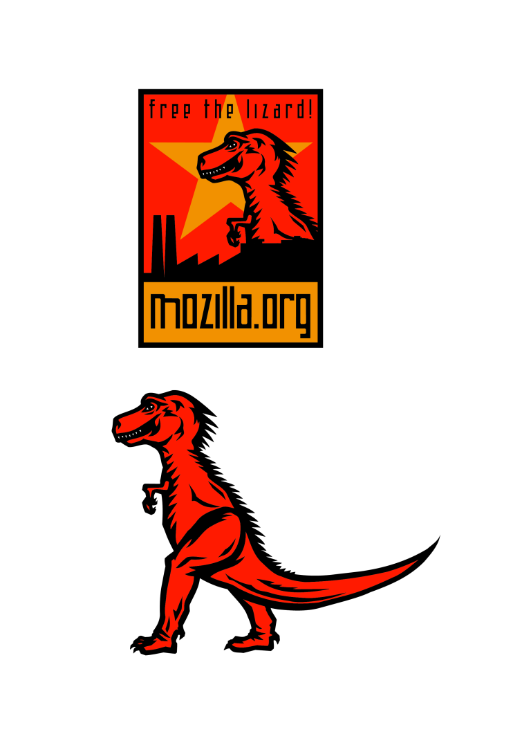 Thumbnail of The original Mozilla "Dinosaur" logo artwork