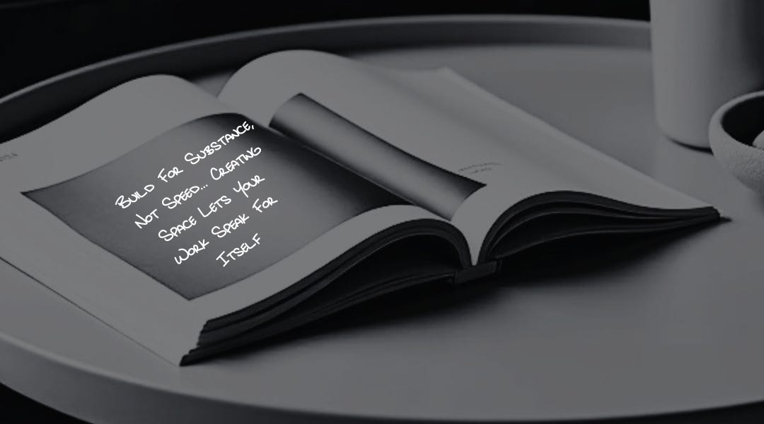 Thumbnail of Build For Substance, Not Speed... Creating Space Lets Your Work Speak For Itself