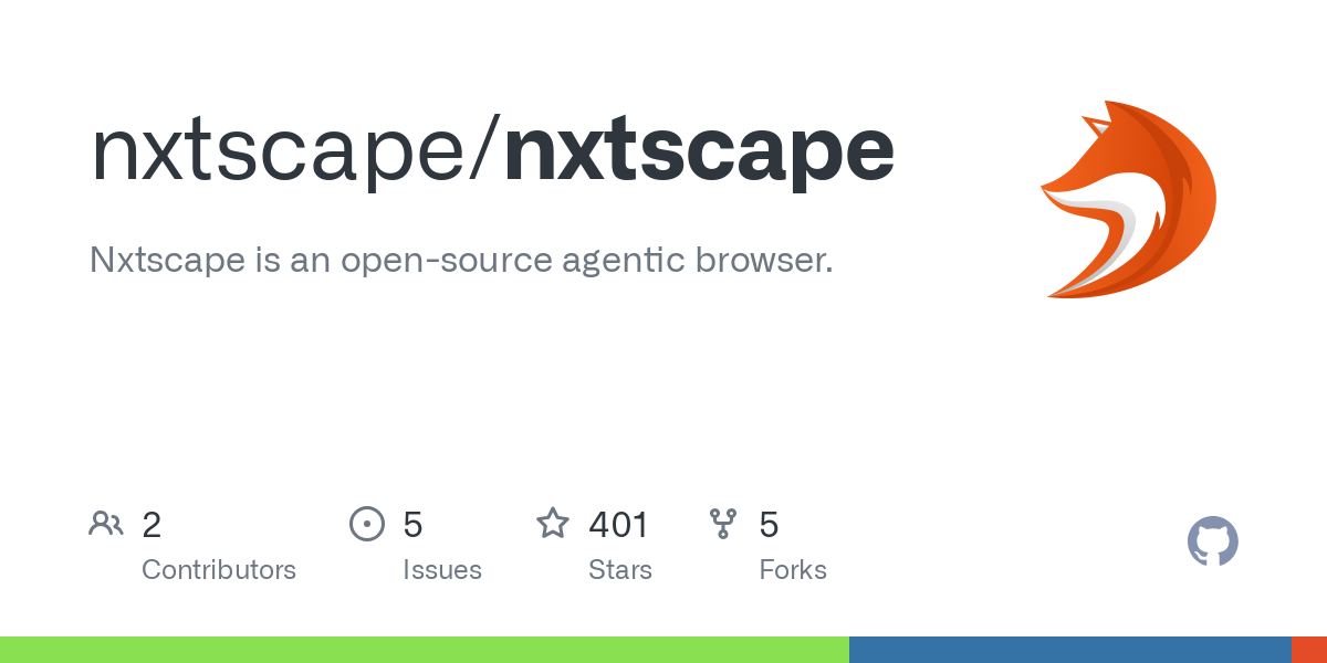 Thumbnail of GitHub - nxtscape/nxtscape: Nxtscape is an open-source agentic browser.