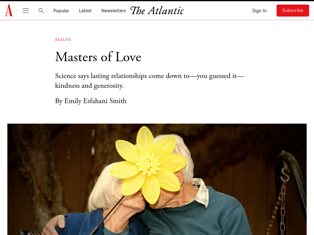 Thumbnail of The Secret to Love Is Just Kindness - The Atlantic