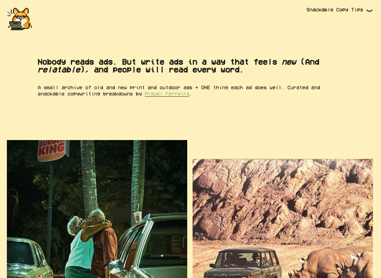 Thumbnail of A little corner of the internet to find old and new print and outdoor ads + ONE thing each ad does well.