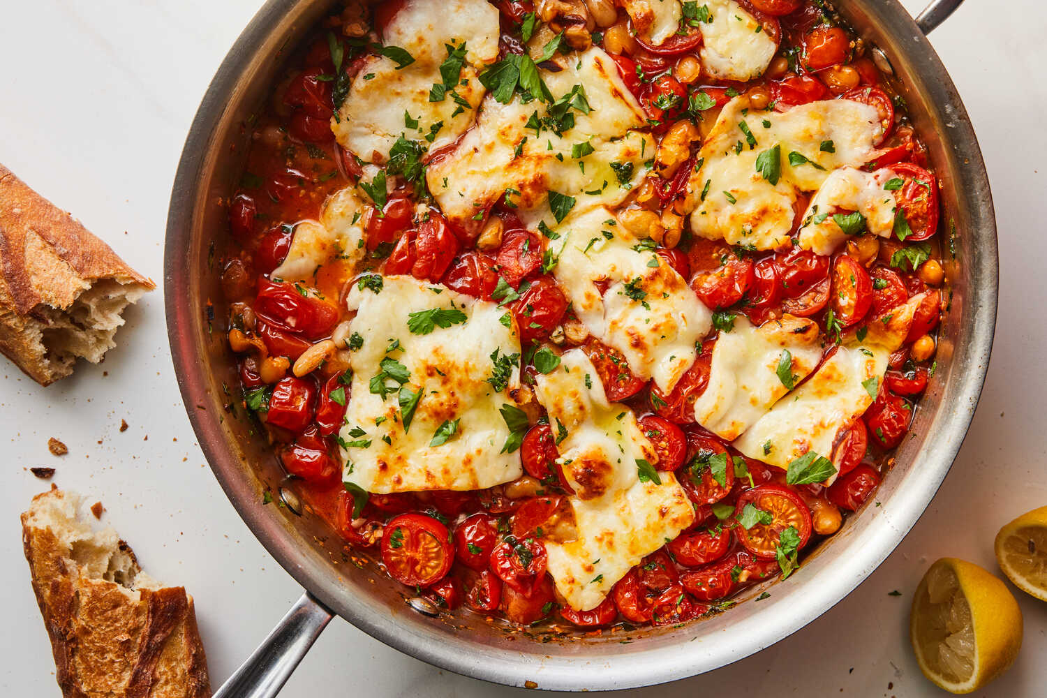 Thumbnail of Crispy Halloumi With Tomatoes and White Beans Recipe