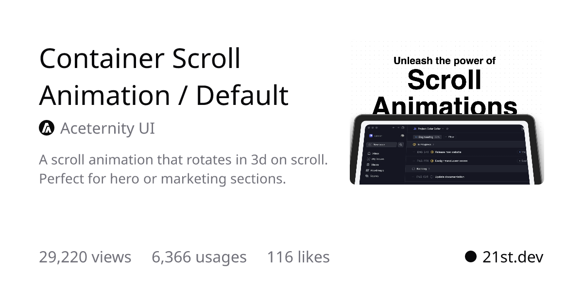 Thumbnail of 21st.dev - Discover, share, and craft UI components