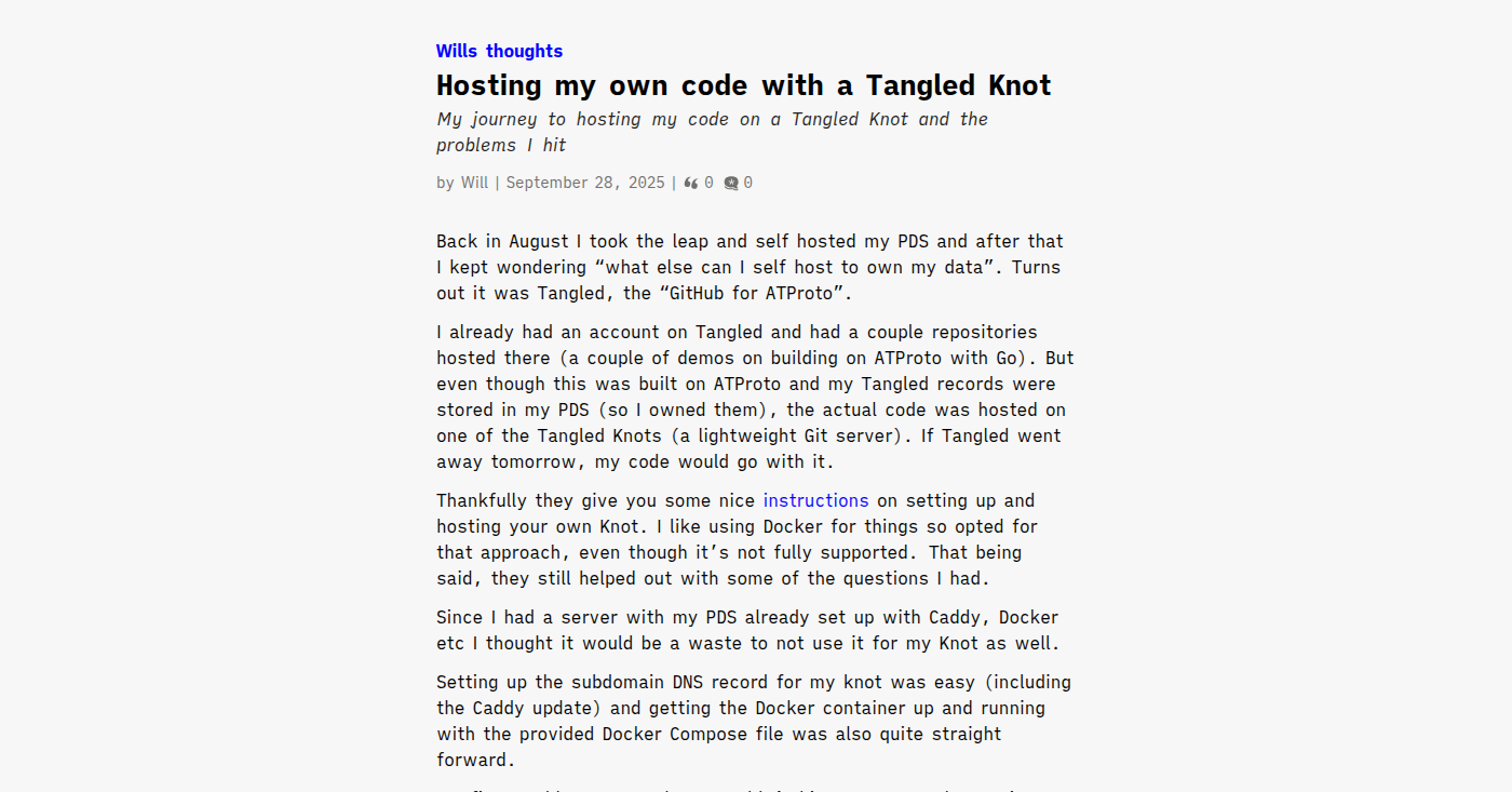 Thumbnail of Hosting my own code with a Tangled Knot