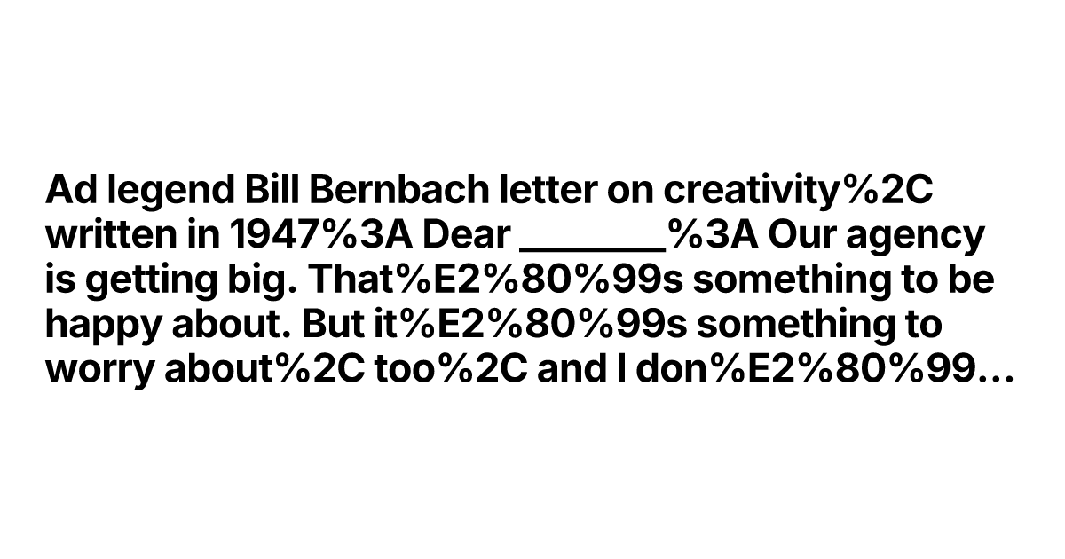 Thumbnail of Ad legend Bill Bernbach letter on creativity, written in 194...