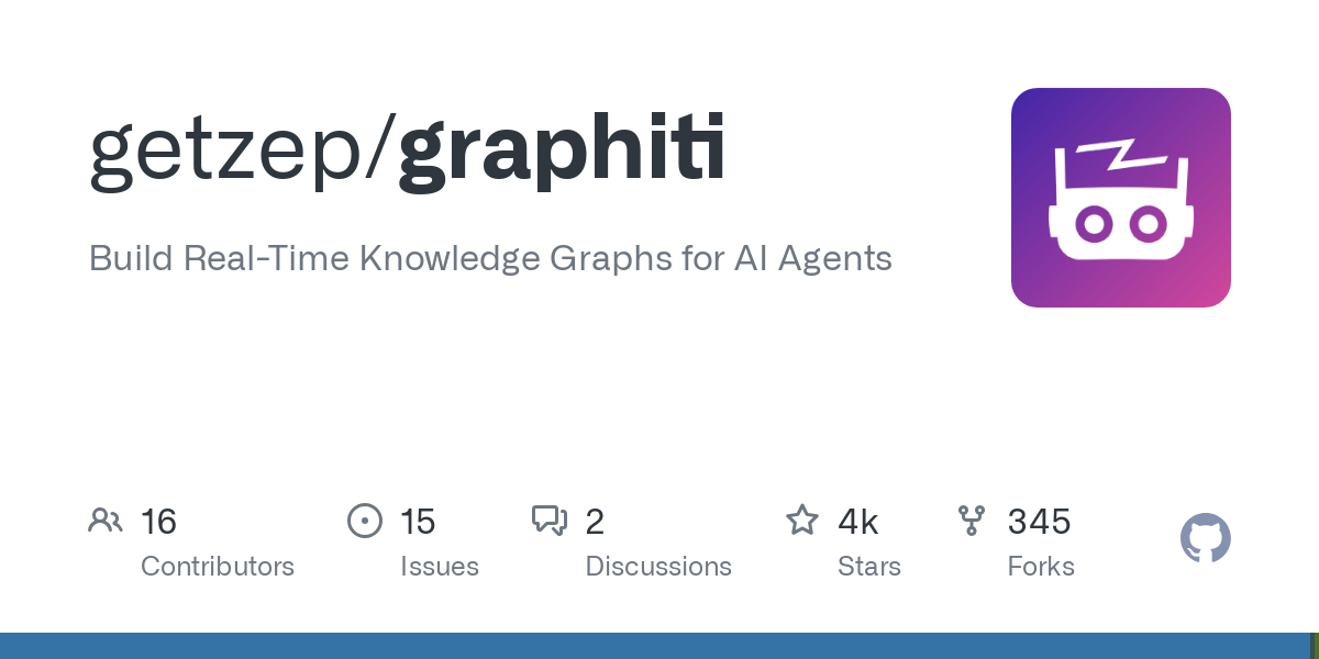 Thumbnail of GitHub - getzep/graphiti: Build Real-Time Knowledge Graphs for AI Agents