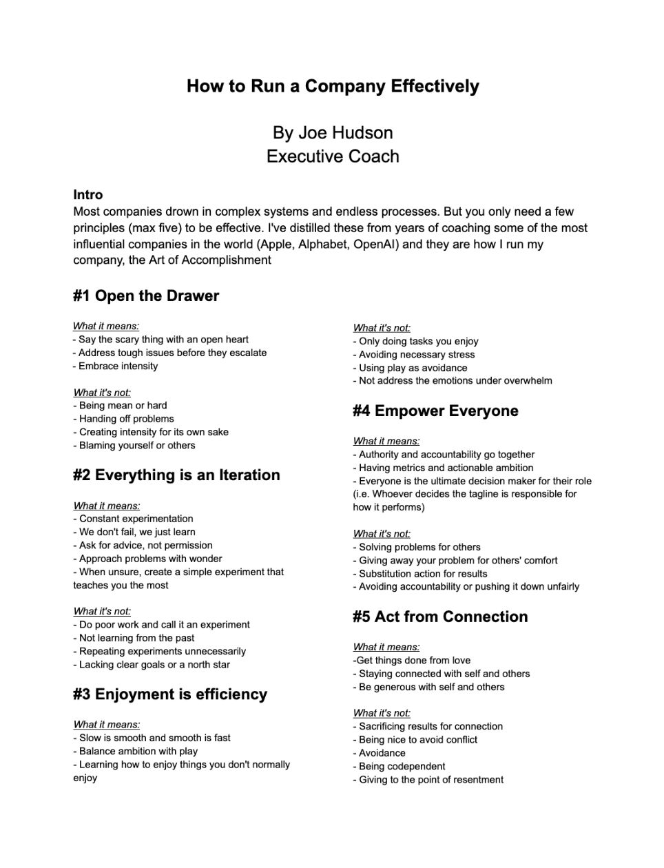 Thumbnail of Years of exec coaching at companies like Apple, Alphabet, and OpenAI condensed into 5 principles If you want to bring this into your company, try this 5-step process: 1. Take...