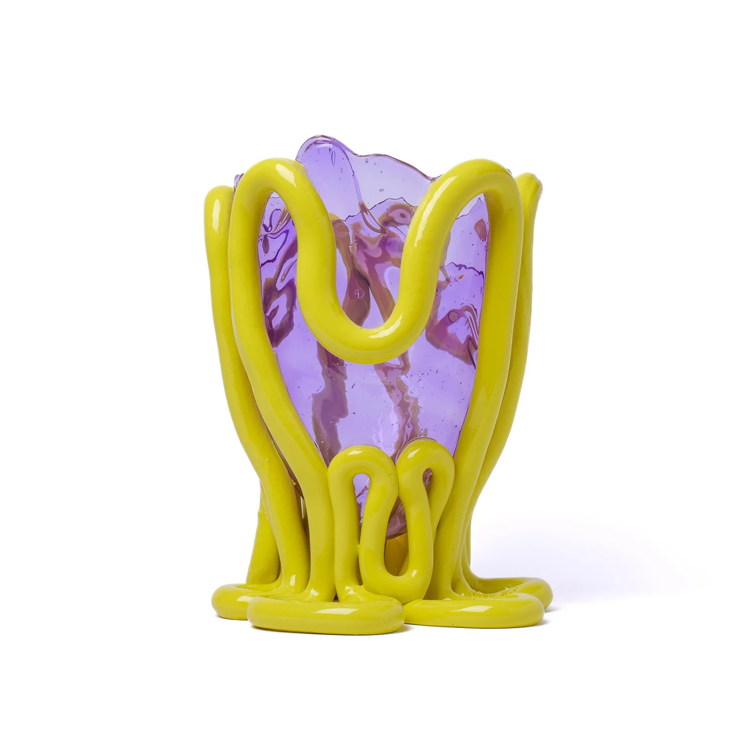 Thumbnail of Indian Summer Vase - Clear Lilac And Matt Fluo Yellow | Corsi Design Vases Shop | Corsi Design