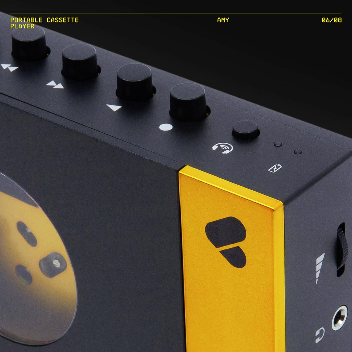 Thumbnail of We are Rewind Portable Cassette Player - Cassette Tape Recorder w/Bluetooth Connection Speaker or Headphones, 3.5mm Audio Cable - (Amy, Black & Yellow)