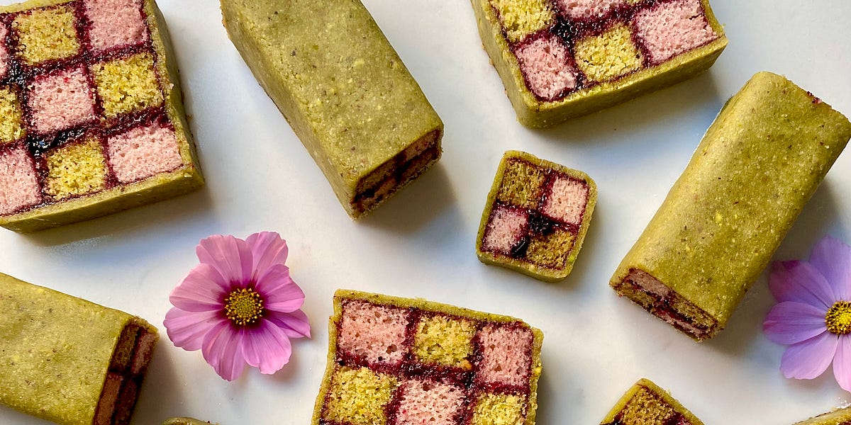 Thumbnail of Blackberry & Pistachio Mini Battenberg