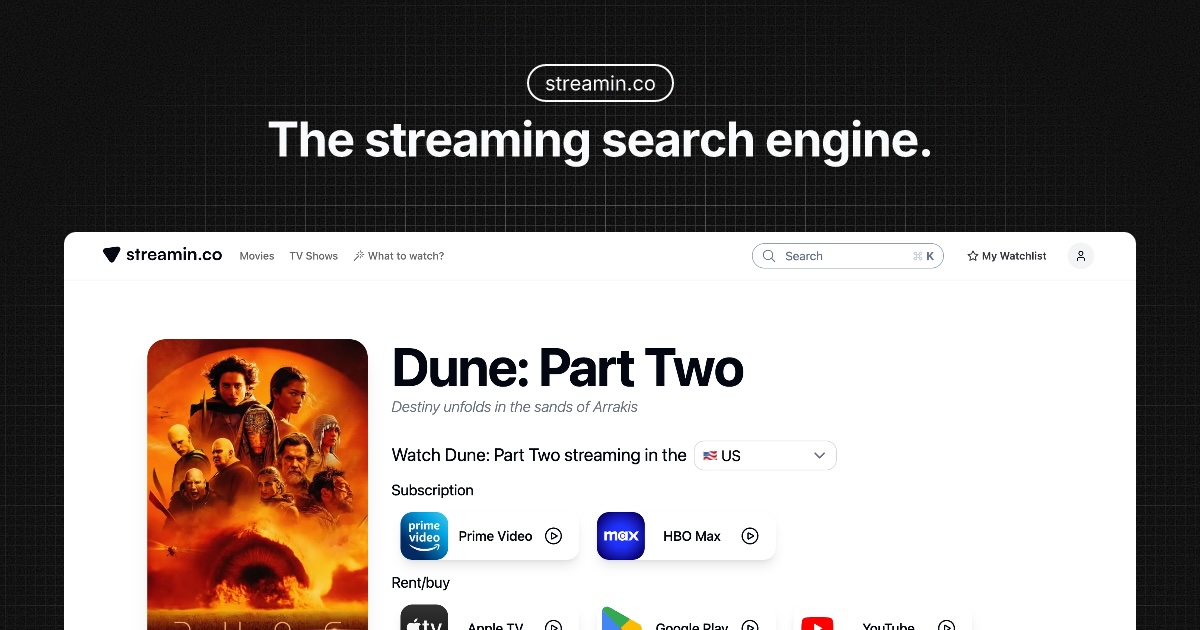 Thumbnail of Streamin - The streaming search engine