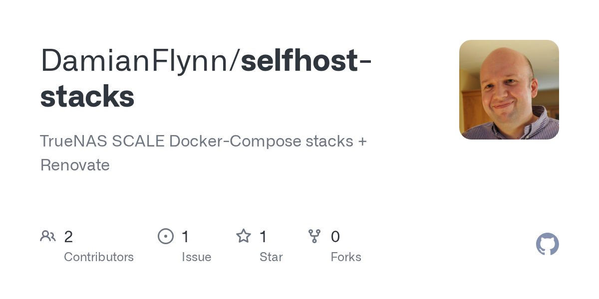 Thumbnail of GitHub - DamianFlynn/selfhost-stacks: TrueNAS SCALE Docker-Compose stacks + Renovate