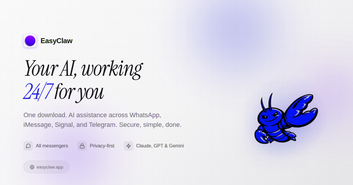 Thumbnail of EasyClaw: Install OpenClaw/ClawdBot/MoltBot in seconds