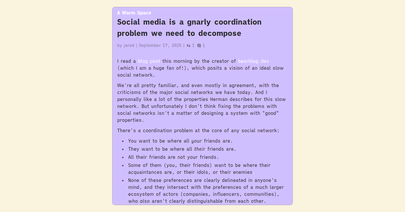 Thumbnail of Social media is a gnarly coordination problem we need to decompose - A Warm Space