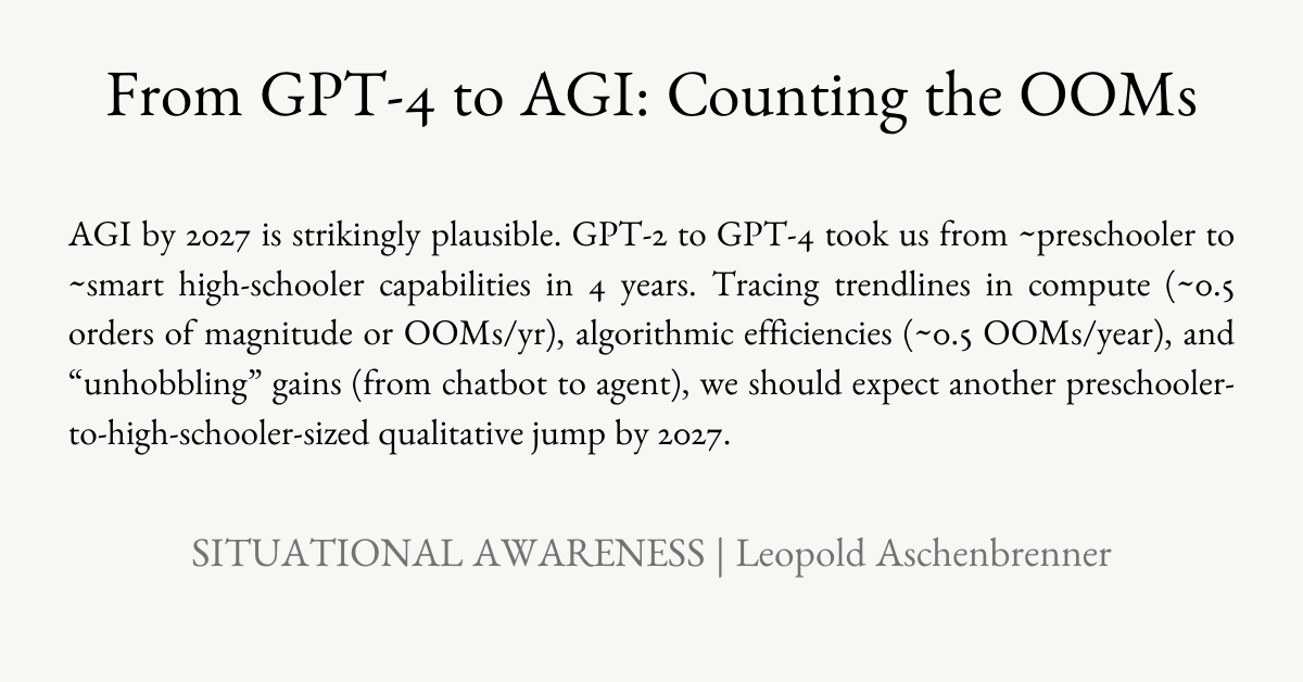 Thumbnail of I. From GPT-4 to AGI: Counting the OOMs