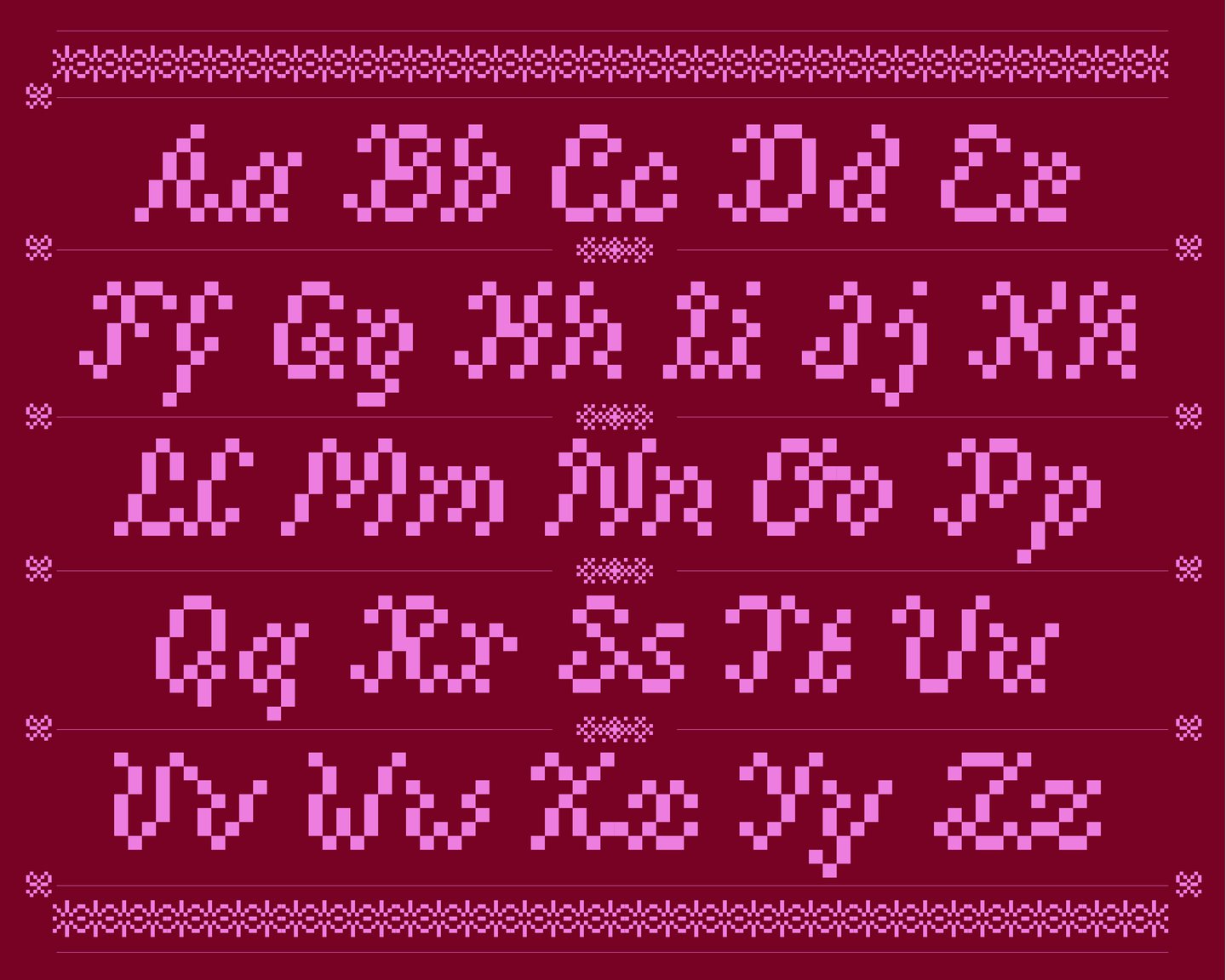 Thumbnail of Agathe Millet’s pixel font is based on the traditional crafts of Norwegian embroidery