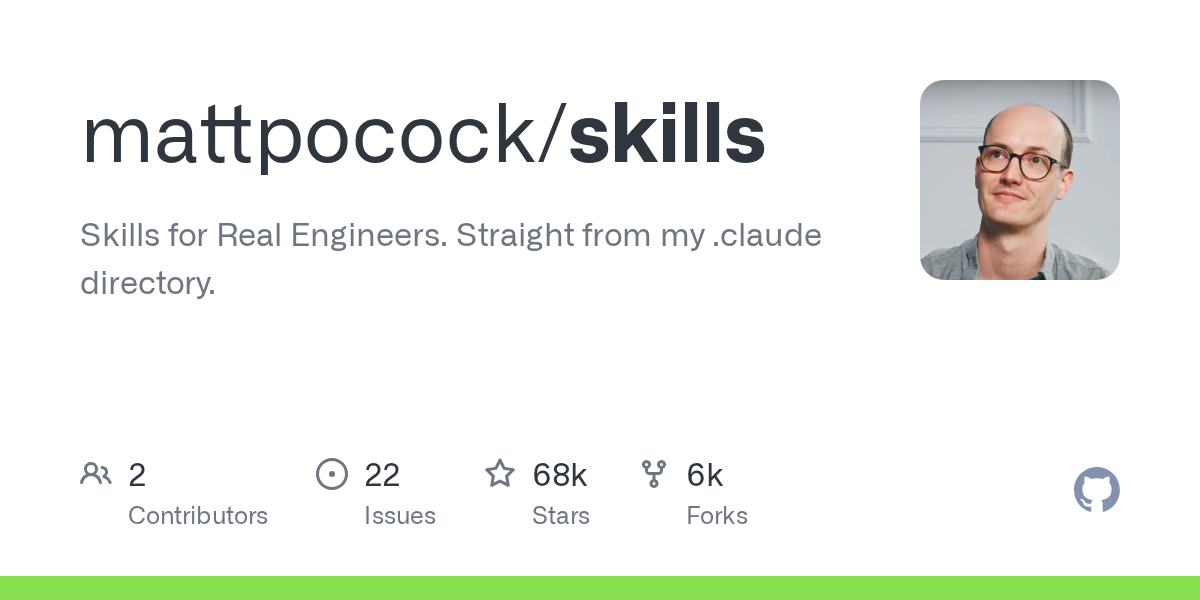 Thumbnail of skills/skills/productivity/grill-me/SKILL.md at main · mattpocock/skills