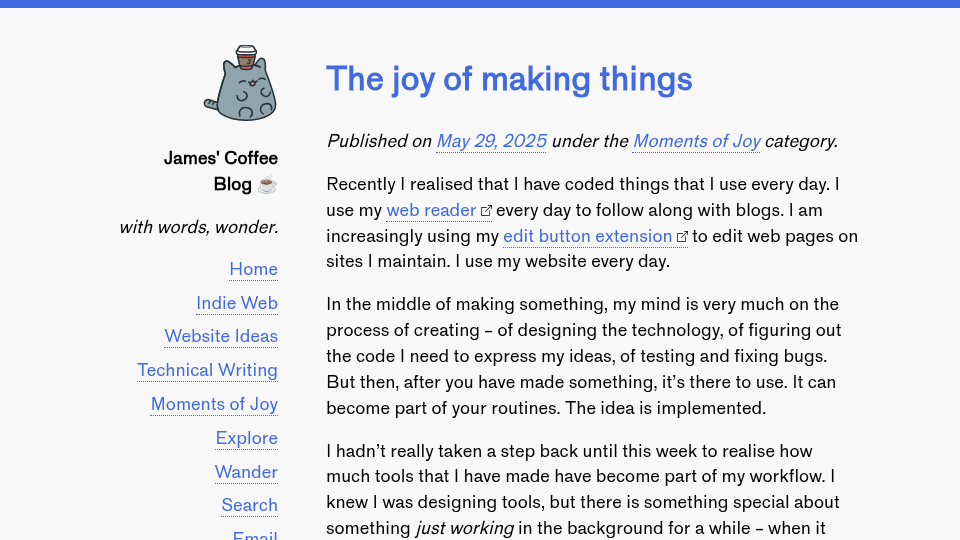 Thumbnail of The joy of making things | James' Coffee Blog