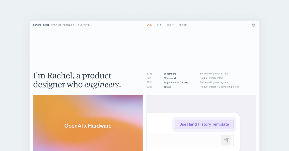 Thumbnail of Rachel Chen | Product Designer + Engineer