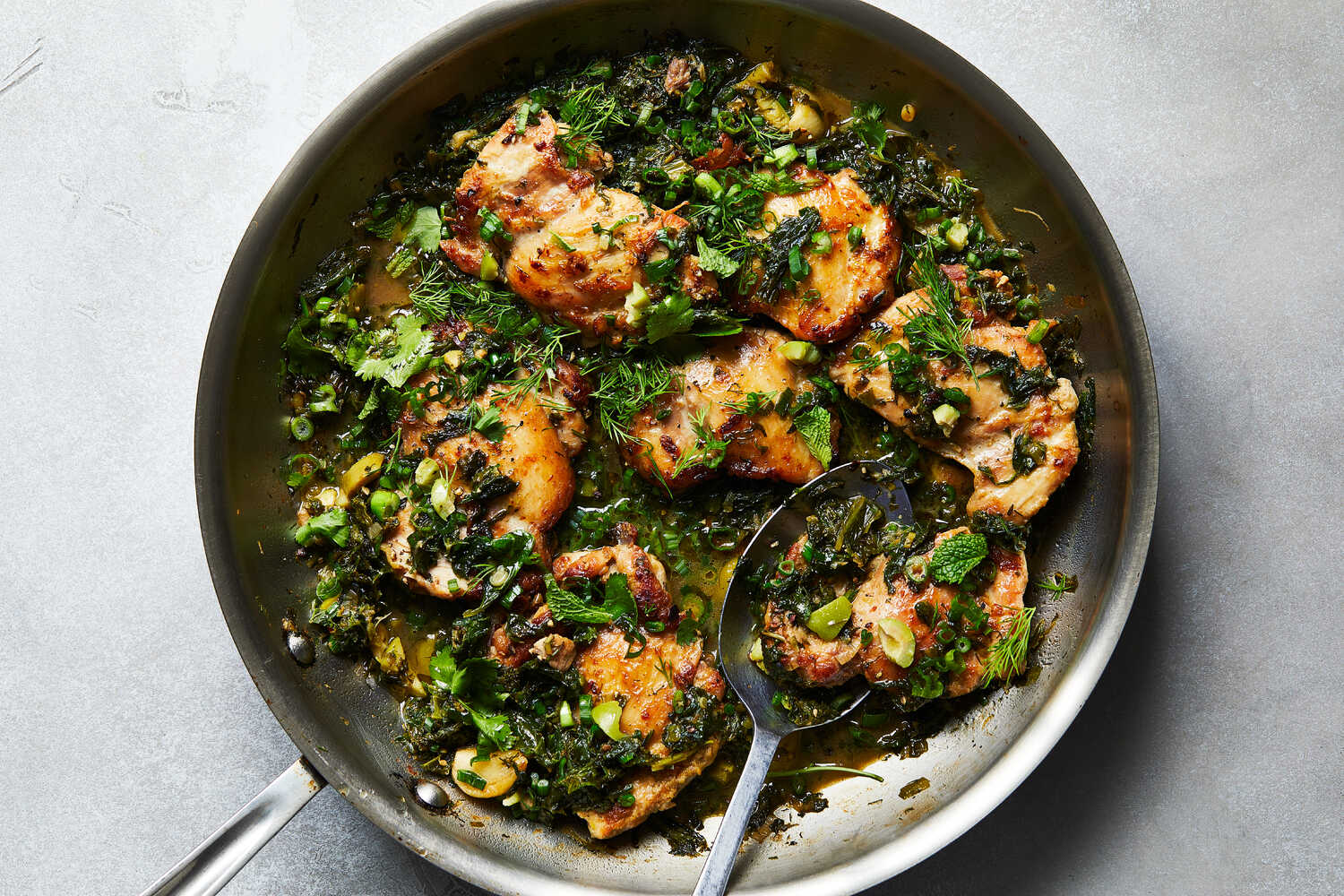 Thumbnail of Herby Skillet Chicken With Greens Recipe