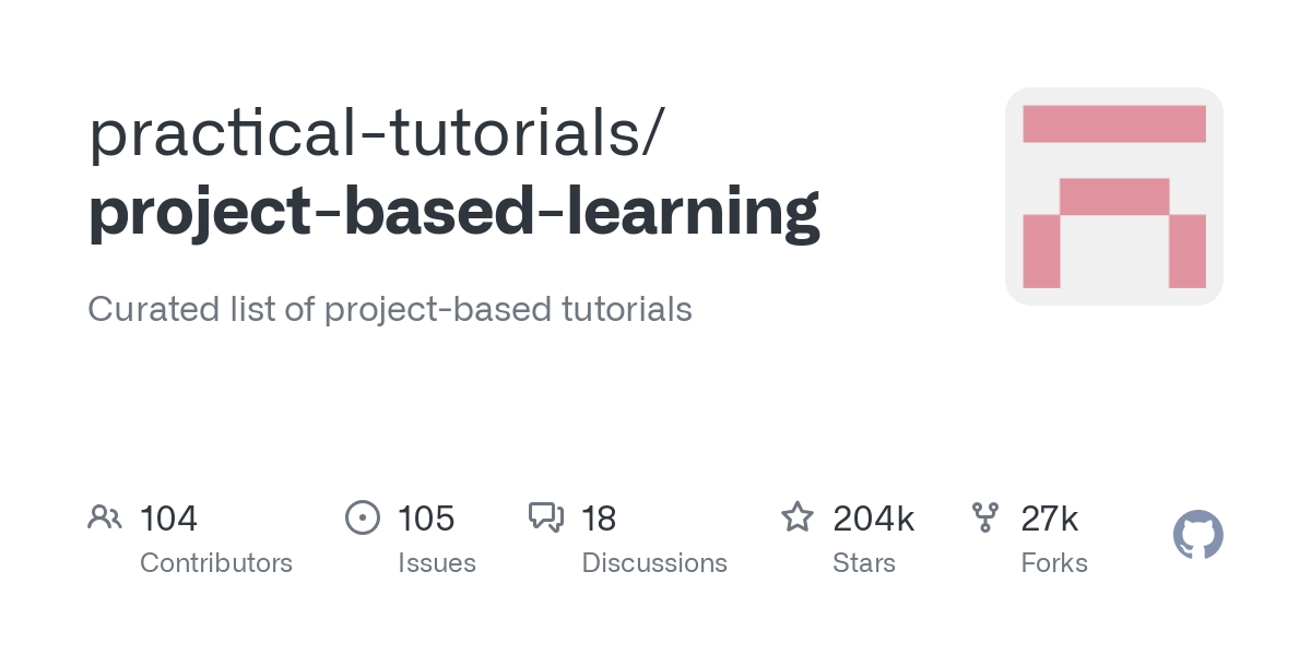 Thumbnail of GitHub - practical-tutorials/project-based-learning: Curated list of project-based tutorials