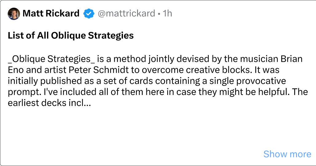 Thumbnail of List of All Oblique Strategies