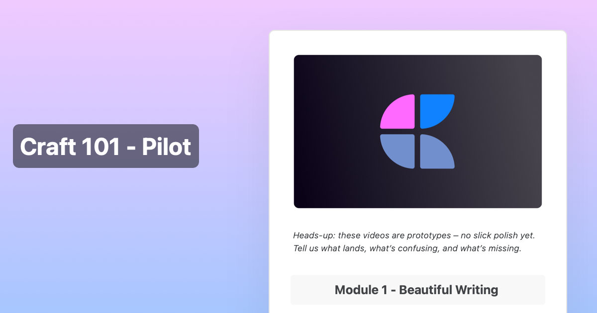 Thumbnail of Craft 101 - Pilot